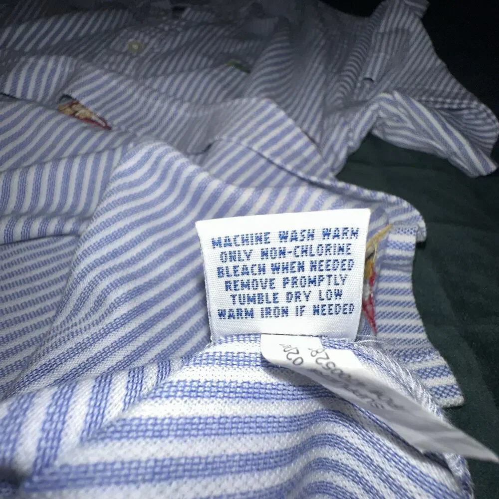 Ralph Lauren Adult Half Button Down Shirt Small (S) Blue White Pennant Preppy